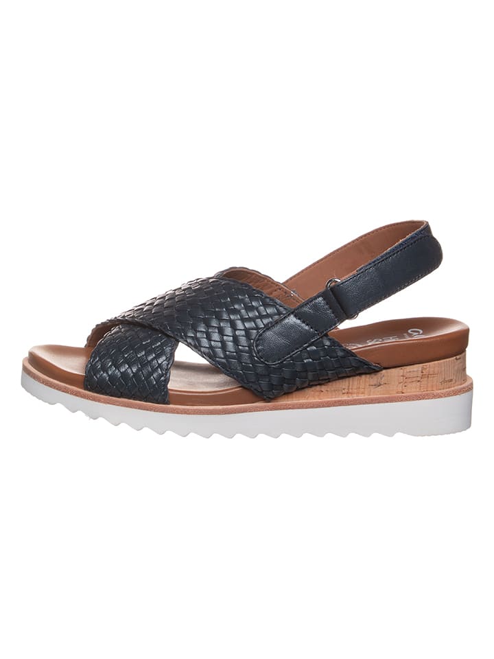 Ara Shoes Skórzane sandały w kolorze granatowym na koturnie rozmiar: 41