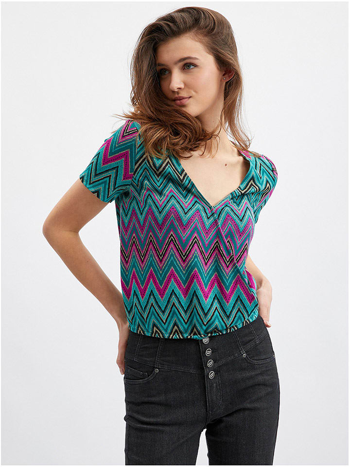 orsay Koszulka w kolorze turkusowo-różowym rozmiar: M