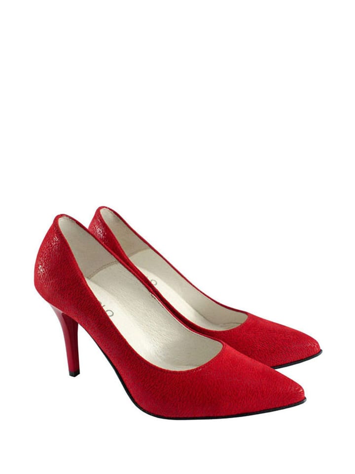 Skórzane czółenka w kolorze czerwonym