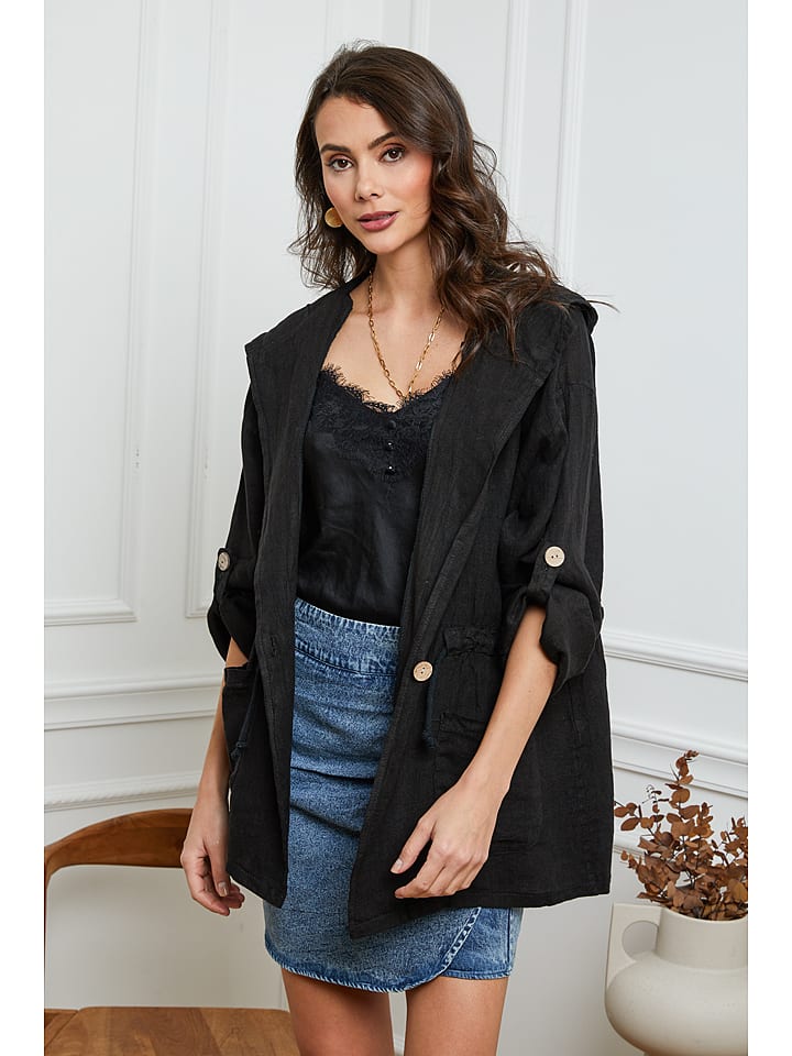 Joséfine Lniana narzutka w kolorze czarnym rozmiar: XXL