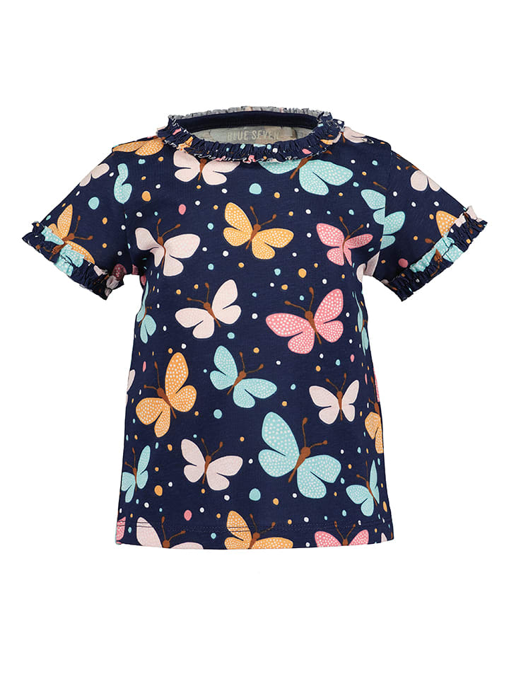 Blue Seven Koszulka w kolorze granatowym ze wzorem rozmiar: 74