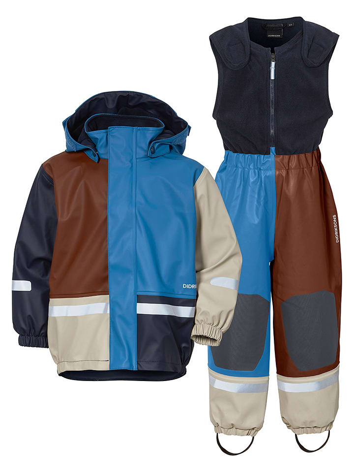 Didriksons 2-częściowy zestaw przeciwdeszczowy "Boardman" w kolorze niebiesko-brązowym rozmiar: 110