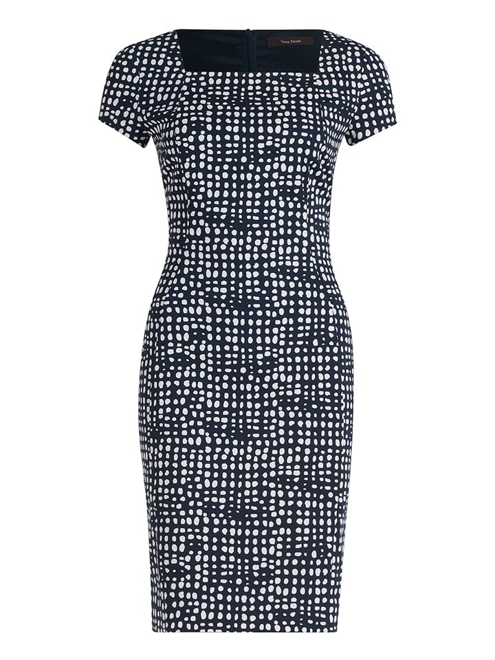 Sukienka w kolorze granatowo-białym ze wzorem