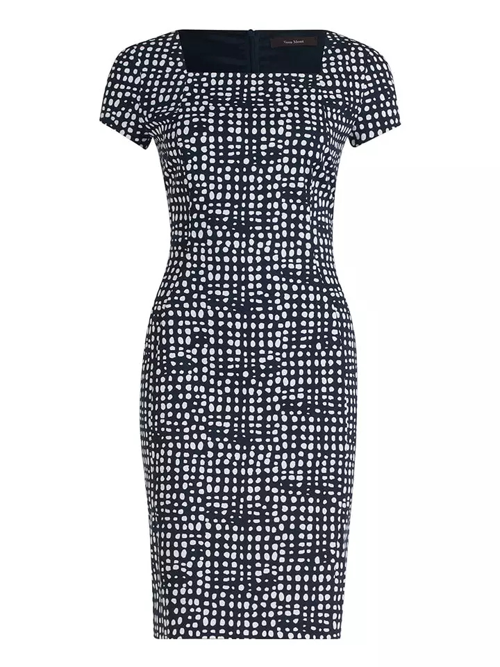 Sukienka w kolorze granatowo-białym ze wzorem