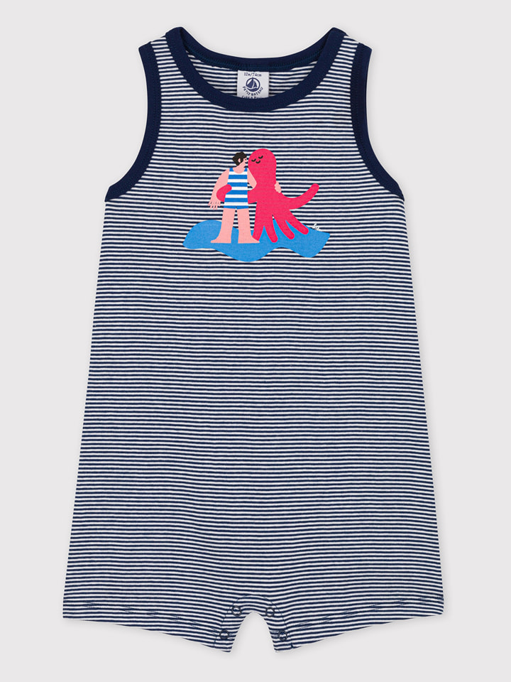 PETIT BATEAU Rampers w kolorze niebiesko-biało-różowym rozmiar: 74