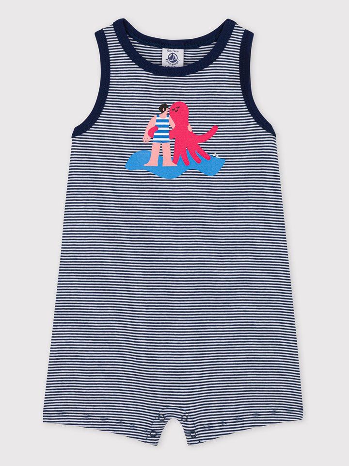 PETIT BATEAU Rampers w kolorze niebiesko-biało-różowym rozmiar: 74