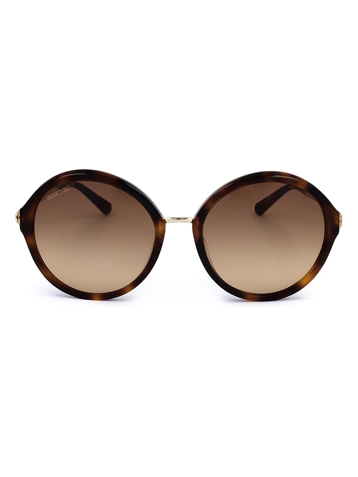 Swarovski Damskie okulary przeciwsłoneczne w kolorze złoto-brązowym rozmiar: 56