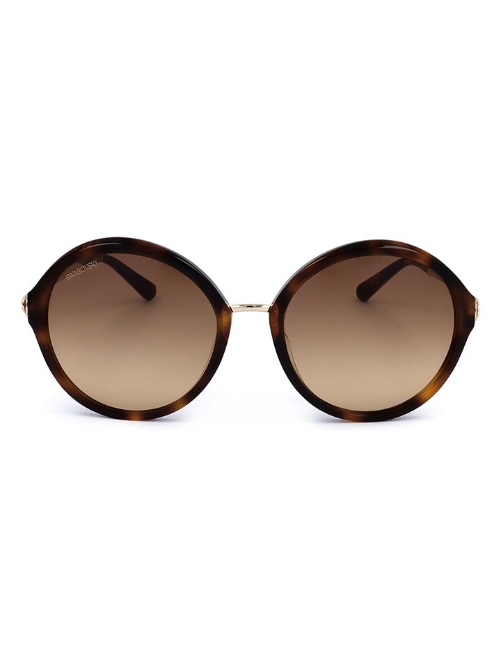 Swarovski Damskie okulary przeciwsłoneczne w kolorze złoto-brązowym rozmiar: 56