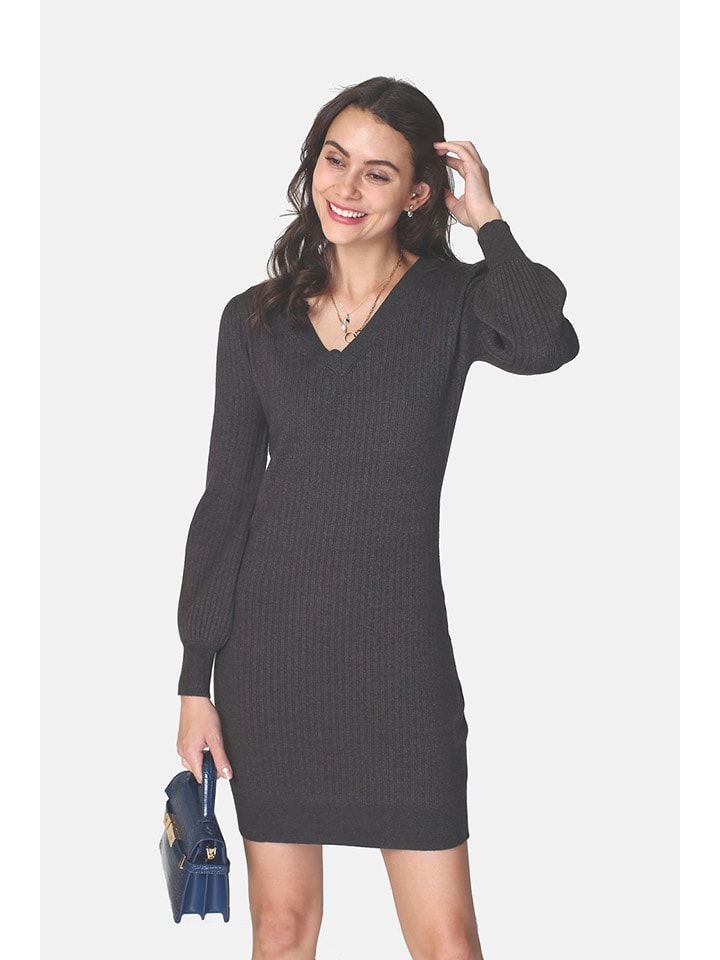 C& Jo Sukienka dzianinowa w kolorze ciemnoszarym rozmiar: 40