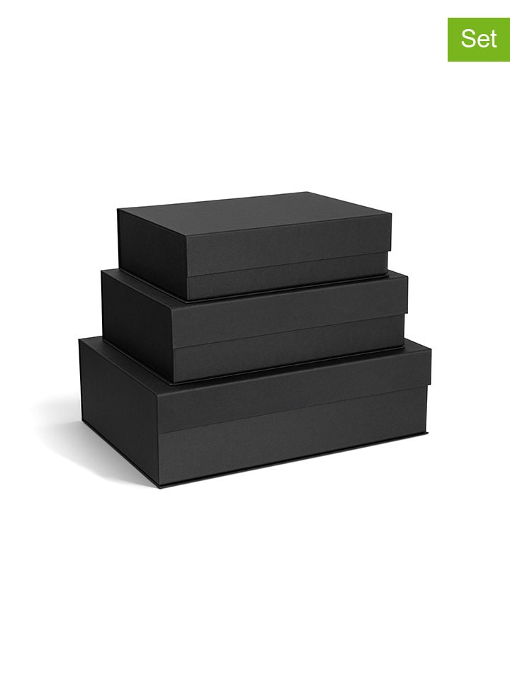 BigsoBox Pudełka (3 szt.) "Kian" w kolorze antracytowym na dokumenty rozmiar: onesize