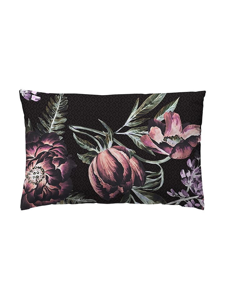 ethere Perkalowa poszewka "Adaya" w kolorze czarno-jasnoróżowym na poduszkę rozmiar: 80x80 cm