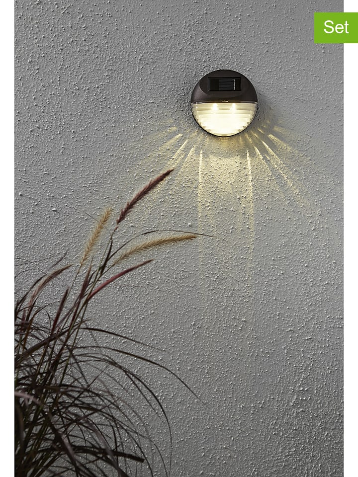 Best Season Solarne lampy ścienne LED (3 szt.) "Fency" w kolorze brązowym - Ø 11 cm rozmiar: onesize