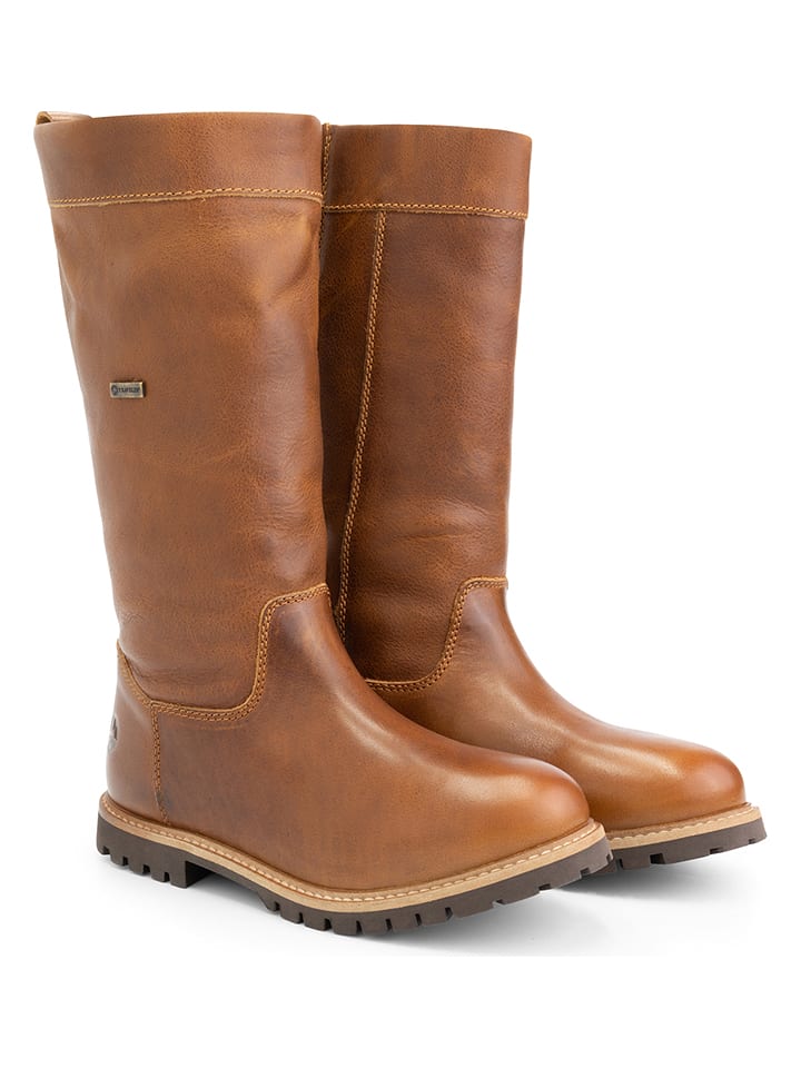 Skórzane kozaki "Storslett" w kolorze jasnobrązowym