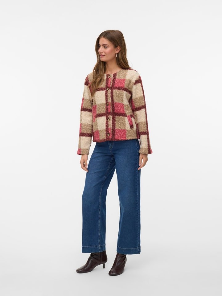 Vero Moda Kurtka pluszowa w kolorze beżowo-jasnoróżowym rozmiar: XL