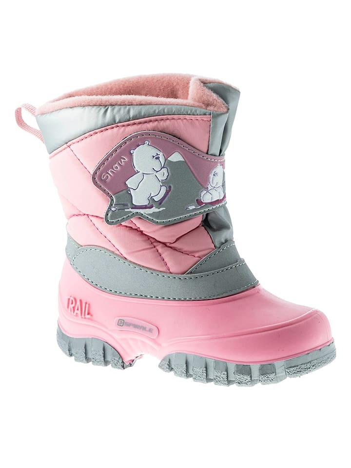 Kozaki zimowe w kolorze jasnoróżowym