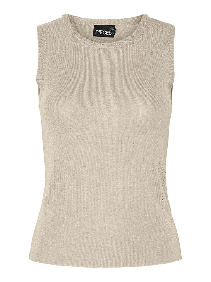 Pieces Top "Salima" w kolorze beżowym rozmiar: XS
