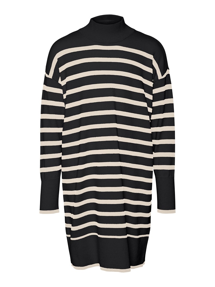 Vero Moda Girl Sukienka dresowa "Newhappiness" w kolorze czarno-kremowym rozmiar: 122/128