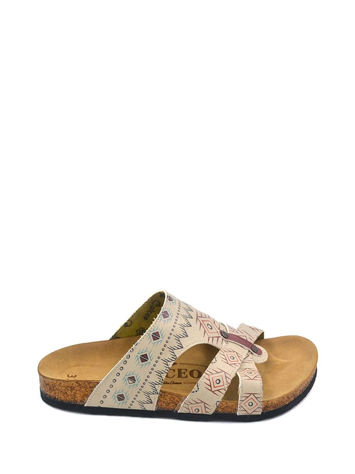 Calceo Klapki w kolorze kremowym ze wzorem rozmiar: 37