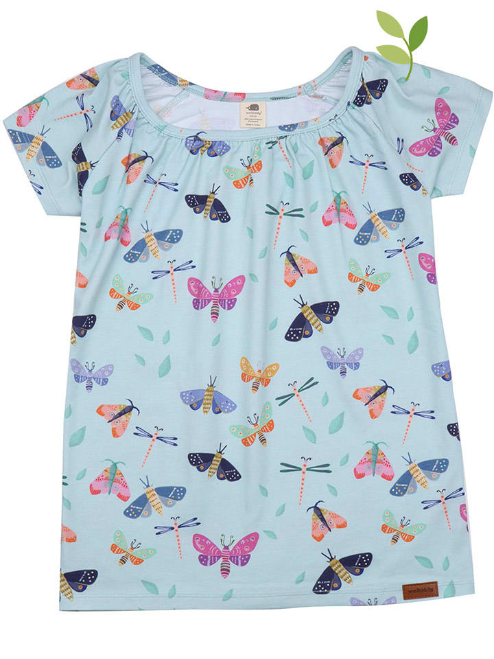 Koszulka w kolorze błękitnym ze wzorem