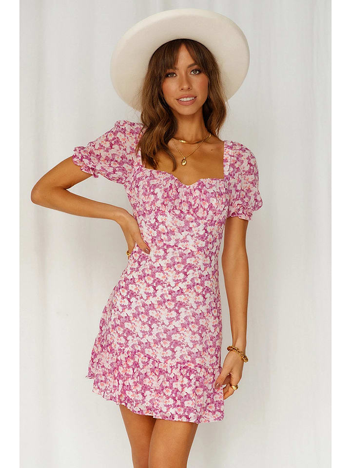 Sukienka w kolorze różowo-białym