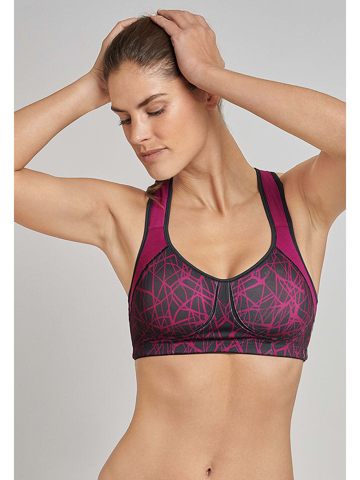 Schiesser Biustonosz sportowy w kolorze różowo-czarnym rozmiar: 75C