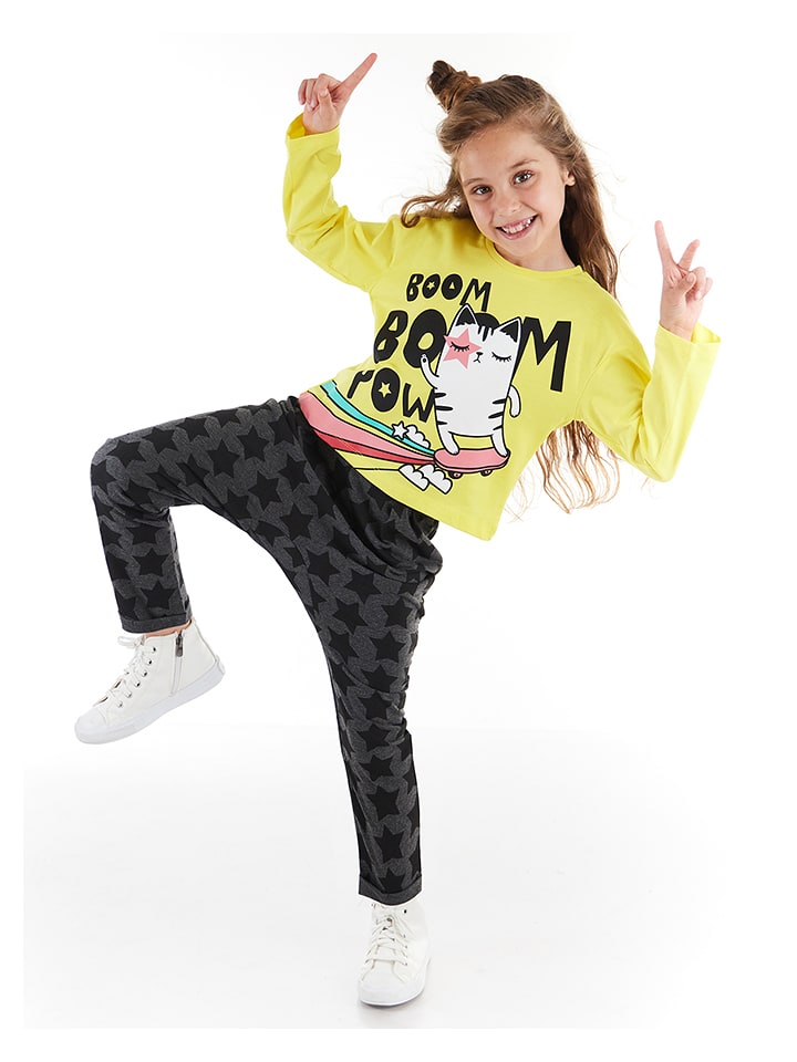 Denokids 2-częściowy zestaw "Boom Boom" w kolorze żółto-szarym rozmiar: 128