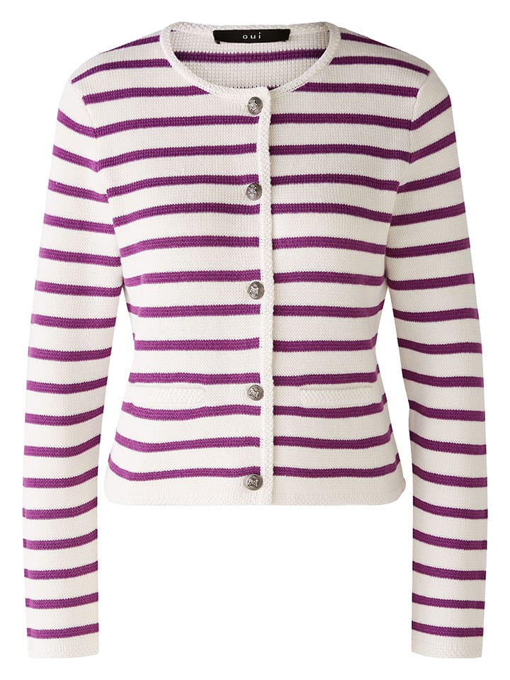 Oui Kardigan w kolorze fioletowo-białym rozmiar: 34