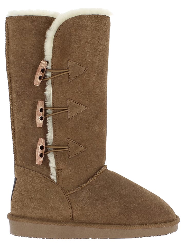 NICEBAY Skórzane kozaki zimowe "Meander" w kolorze jasnobrązowym rozmiar: 37