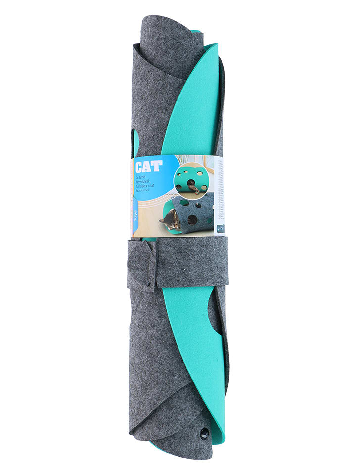 Edco Tunel w kolorze turkusowo-szarym dla kota - dł. 91 cm rozmiar: onesize