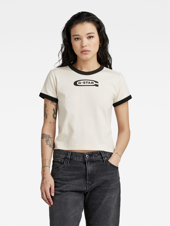 G-Star Koszulka "Ringer" w kolorze kremowym rozmiar: XL