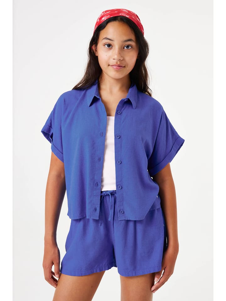 Garcia Lniana bluzka w kolorze niebieskim rozmiar: 164/170