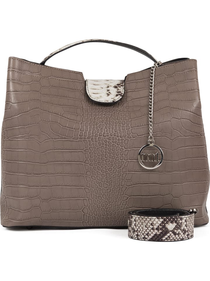 Mia Tomazzi Skórzana torebka "Bagolina" w kolorze szarobrązowym - 31 x 26 x 13 cm rozmiar: onesize