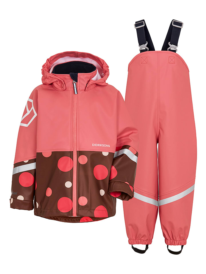 Didriksons 2-częściowy zestaw przeciwdeszczowy "Waterman" w kolorze koralowym rozmiar: 80