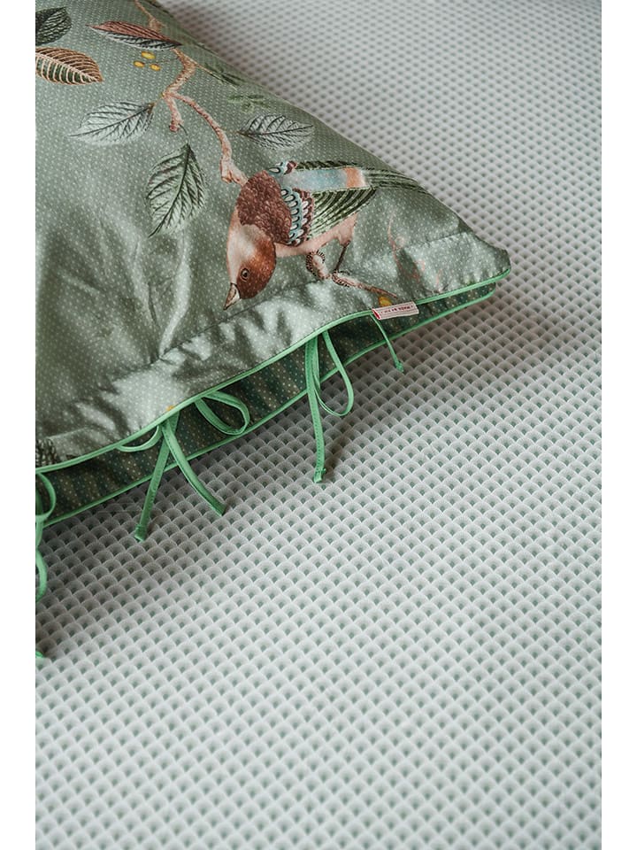 PiP Studio Perkalowe prześcieradło "Suki" w kolorze zielonym na topper na gumce rozmiar: 160x200 cm