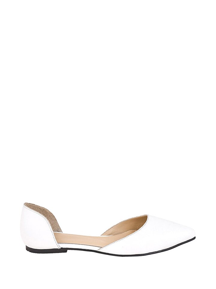 Skórzane baleriny w kolorze białym