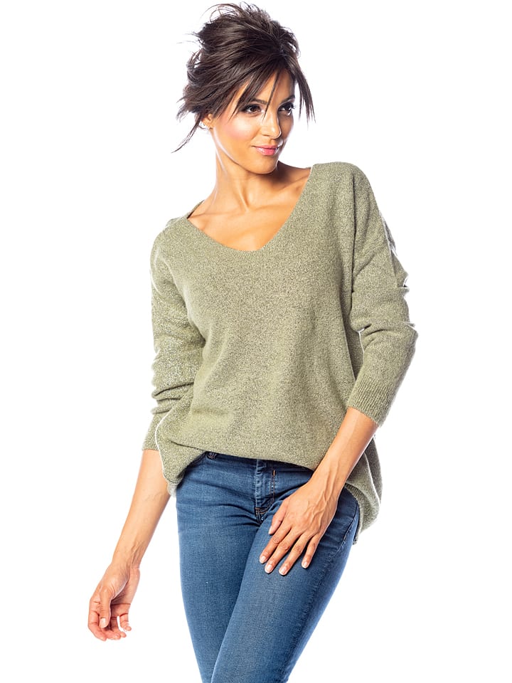 So Cachemire Sweter "Alexia" w kolorze zielonym rozmiar: L