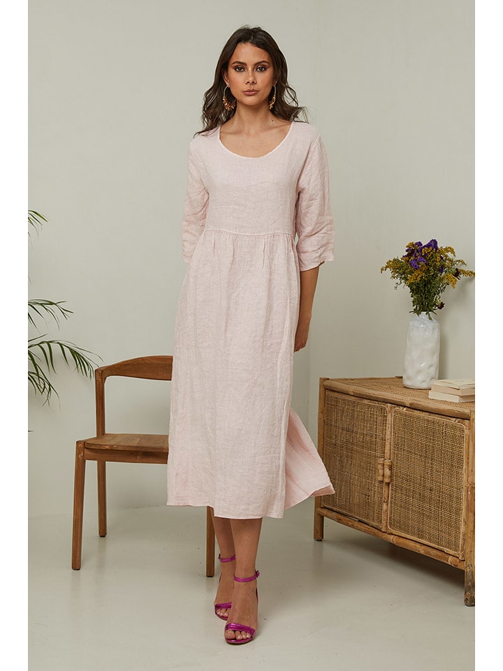 La Compagnie Du Lin Lniana sukienka "Gorginia" w kolorze jasnoróżowym rozmiar: XL