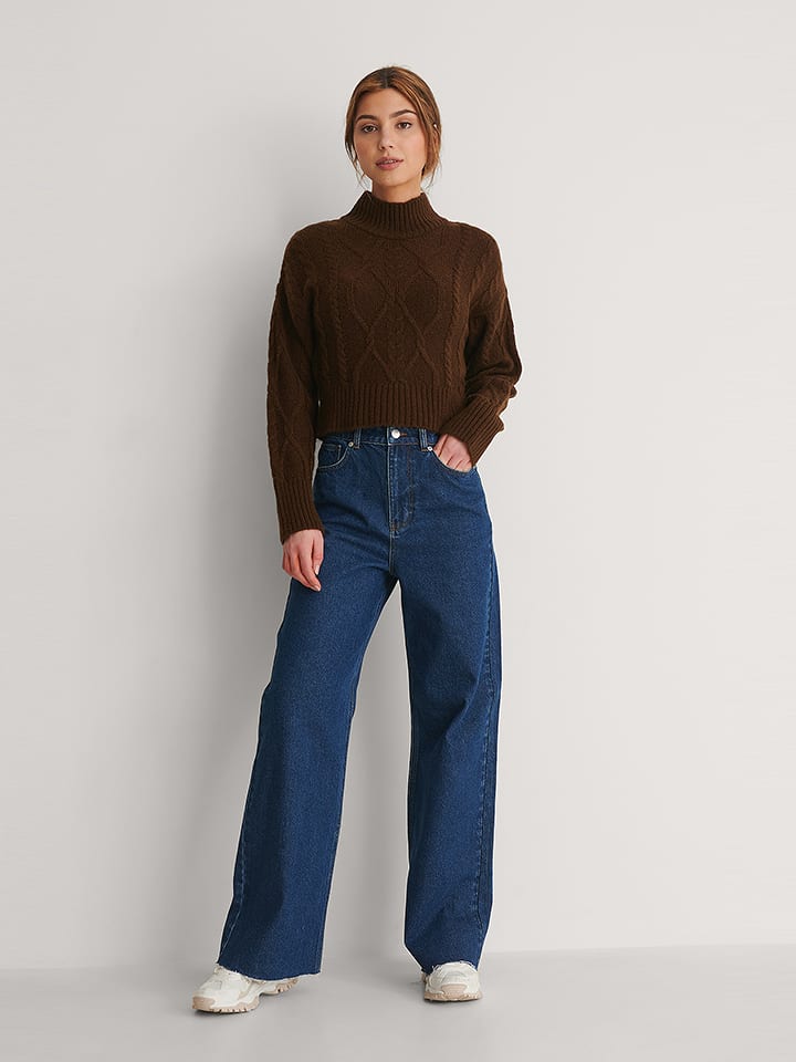 NA-KD Sweter w kolorze ciemnobrązowym rozmiar: L