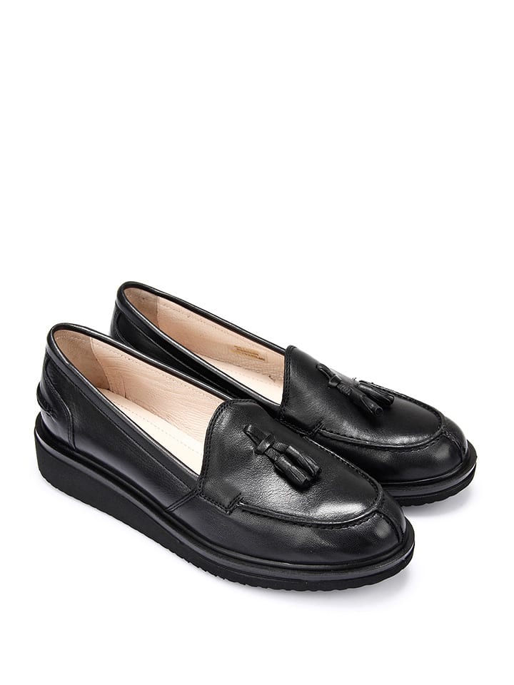 Skórzane mokasyny w kolorze czarnym