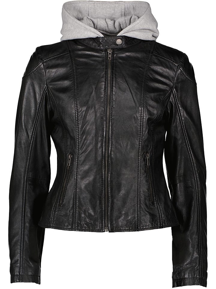 Skórzana kurtka "Hoomi" w kolorze czarnym