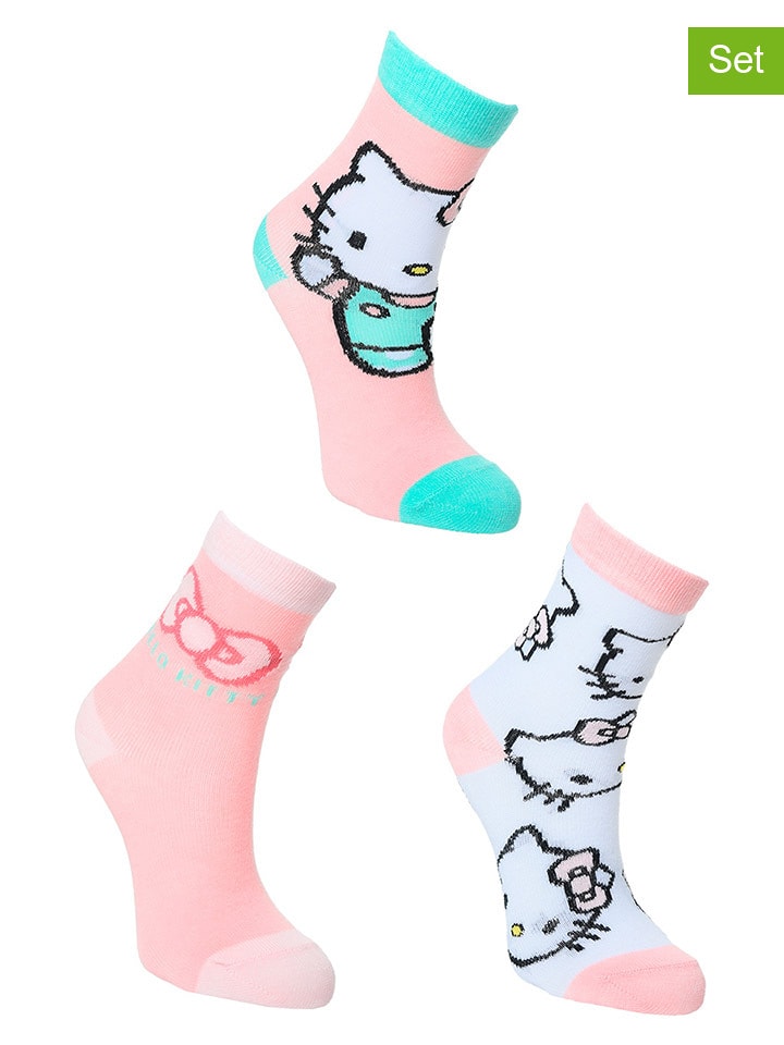 Hello Kitty Skarpety (3 pary) "Hello Kitty" ze wzorem rozmiar: 23-26