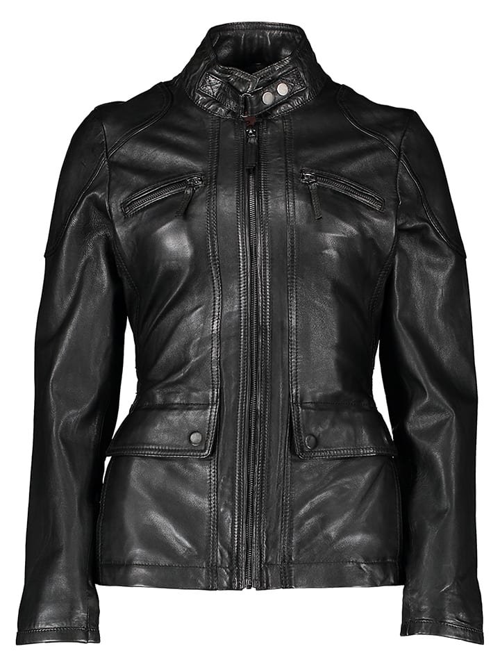 Caminari Skórzana kurtka "Candi" w kolorze czarnym rozmiar: 44