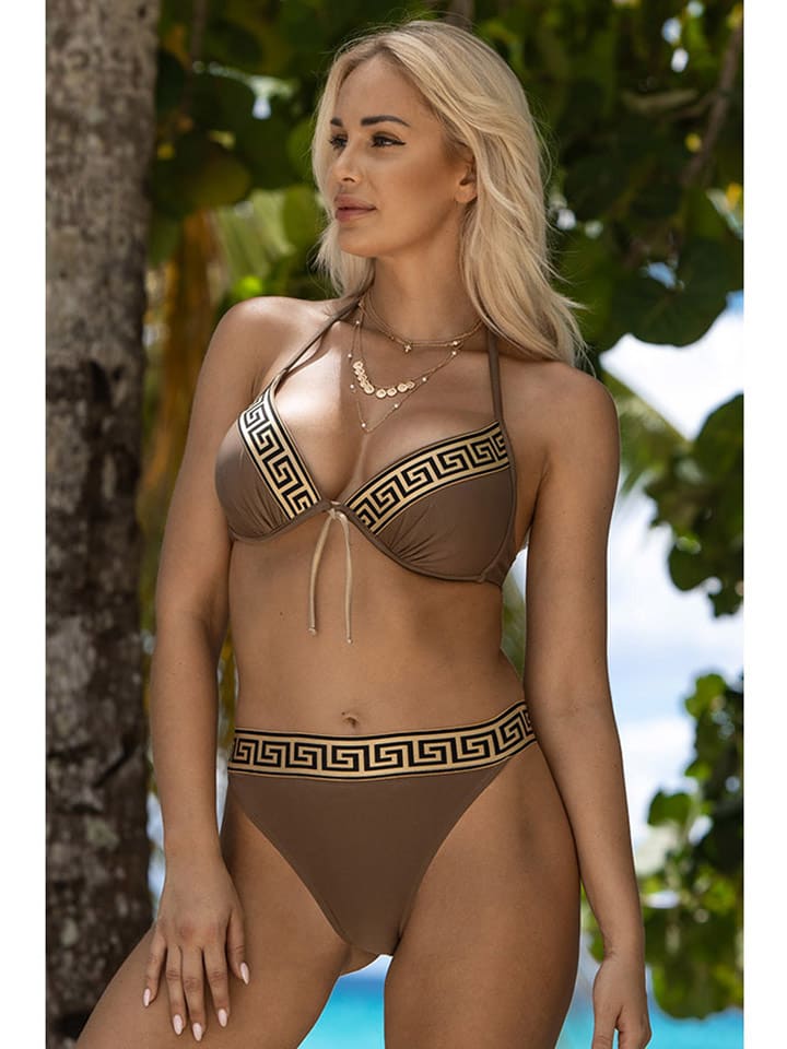 Bikini w kolorze beżowym ze wzorem