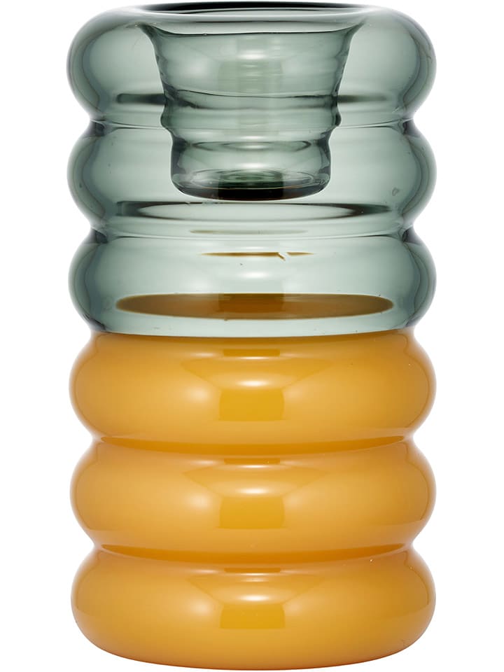 Design Letters Świecznik "Hoop" w kolorze szaro-musztardowym - wys. 8,75 x Ø 3,5 cm rozmiar: onesize