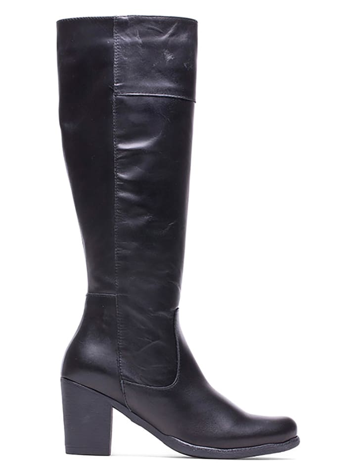 Skórzane kozaki w kolorze czarnym