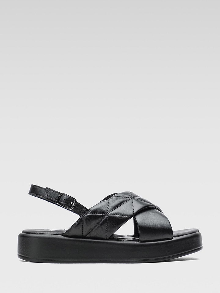 Skórzane sandały w kolorze czarnym