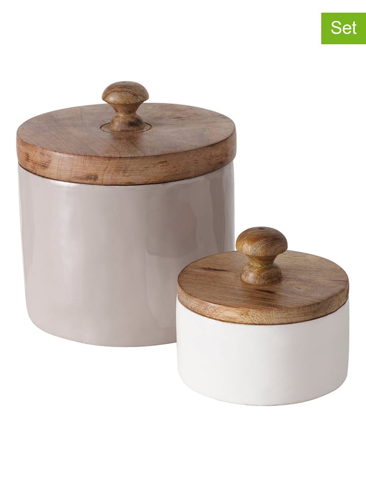 Boltze Pojemniki (2 szt.) "Pelia" w kolorze szaro-białym rozmiar: onesize