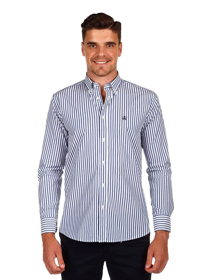 Koszula "MI1COT-209" - Regular fit - w kolorze niebiesko-białym