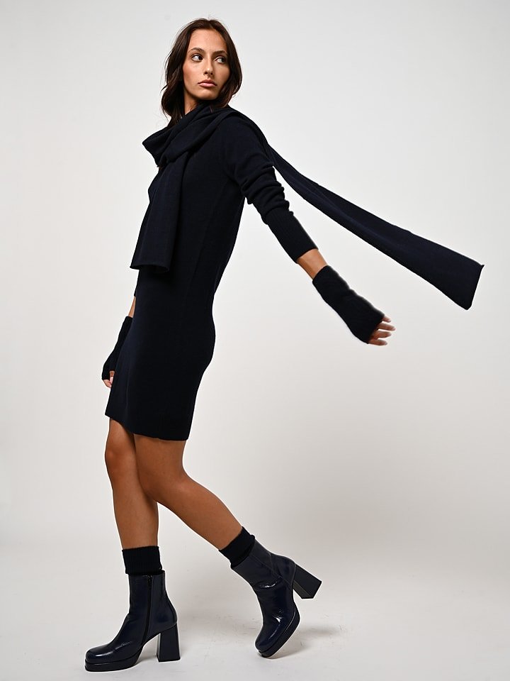 AUTHENTIC CASHMERE Kaszmirowy szal "Vaymont" w kolorze granatowym - 200 x 30 cm rozmiar: onesize