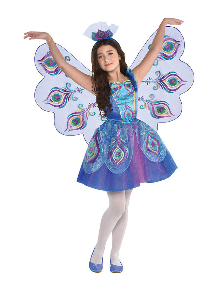 amscan 3-częściowy kostium "Piękny paw" w kolorze niebiesko-fioletowym rozmiar: 104-116